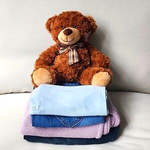 Girl's Bundle Of 5: Sweater, Skirt, Wide-Leg High-rise Jeans, Top, Bear🧸